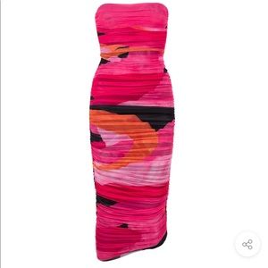 Akita Colorful Mesh Ruched Tube Dress NWT